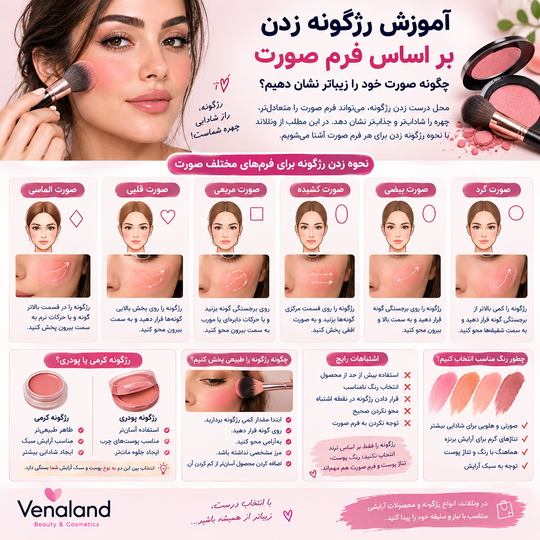 آموزش رژگونه زدن بر اساس فرم صورت؛ چگونه صورت خود را زیباتر نشان دهیم؟ 💕✨