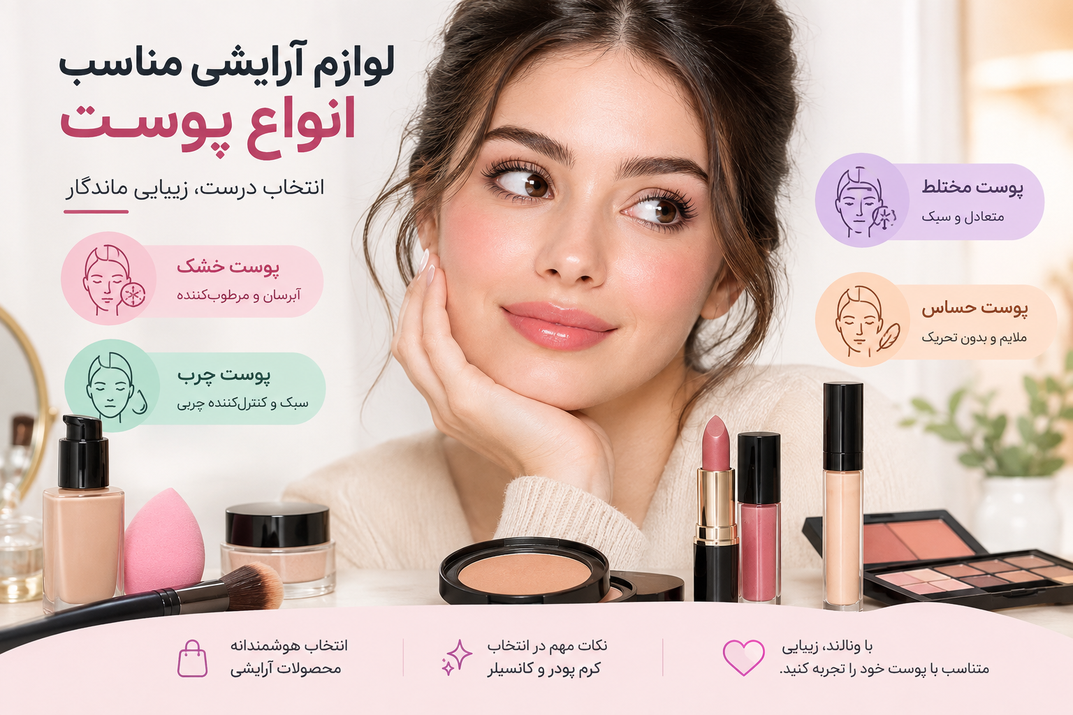 چگونه لوازم آرایشی مناسب نوع پوست خود را انتخاب کنیم؟ 💄✨