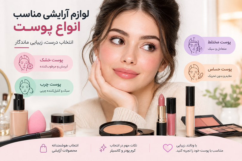 چگونه لوازم آرایشی مناسب نوع پوست خود را انتخاب کنیم؟ 💄✨